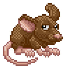 Fototapeta premium Mouse Rodent 8 Bit Pixel Art Video Game Cartoon