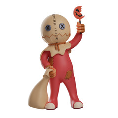 3D trick 'r treat Design has a Halloween lollipop