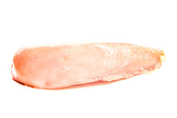 Pieces of raw chicken meat on white background.chicken breast