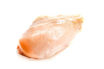 Pieces of raw chicken meat on white background.chicken breast