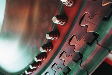 Internal design of a gas turbine plant for generating energy.