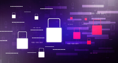 2d illustration Safety concept: Closed Padlock on digital background
