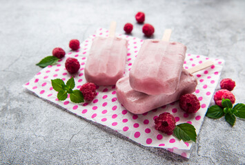 Homemade raspberry ice cream