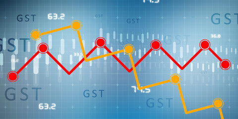 2d rendering Stock market online business concept. business Graph 