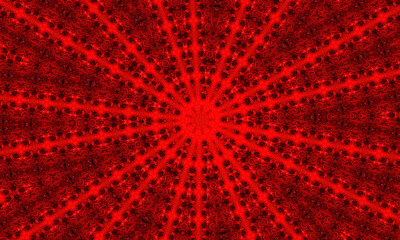 Vivid blood red fractal kaleidoscope, digital artwork for creative graphic design
