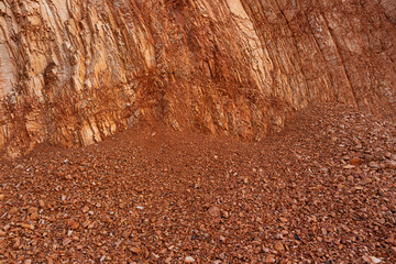 Brown rock flowing down from the top of the mountain