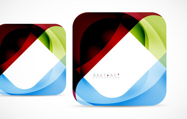 Minimal background. Abstract square shape with round corners created with wavy forms. Vector Illustration For Wallpaper, Banner, Background, Landing Page