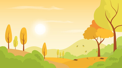 Autumn landscape season scenery vector illustration 