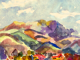 Fun Himalayas. Watercolour Korea Print.