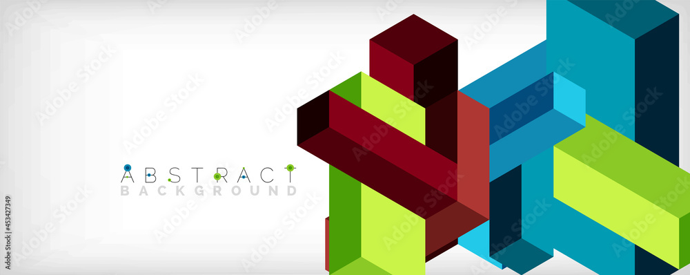 Poster abstract background. 3d cubes, cubic elements and blocks. techno or business concept for wallpaper, 