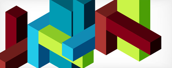 Obraz premium Abstract background. 3d cubes, cubic elements and blocks. Techno or business concept for wallpaper, banner, background, landing page