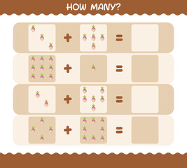 How many cartoon turnip. Counting game. Educational game for pre shool years kids and toddlers