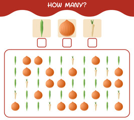 How many cartoon vegetables. Counting game. Educational game for pre shool years kids and toddlers