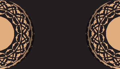 Luxurious design of a postcard in black with Greek ornaments. Vector invitation card with place for your text and vintage patterns.