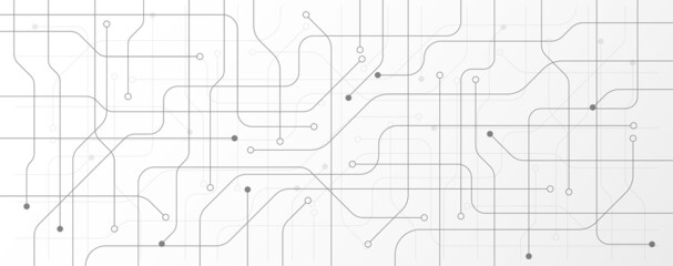 Abstract of black and white circuit electronic or electrical line connection engineering technology concept, vector background