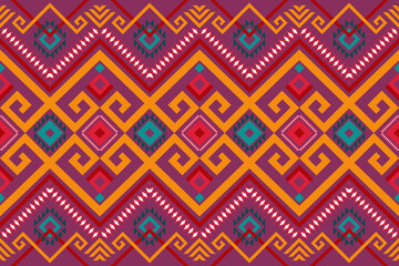 pink purple colorful geometric oriental ikat seamless pattern traditional ethnic pattern design for background, carpet, wallpaper backdrop, clothing, wrapping, batik, fabric. embroidery style. vector