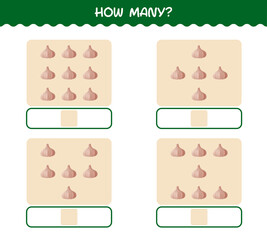 How many cartoon garlic. Counting game. Educational game for pre shool years kids and toddlers