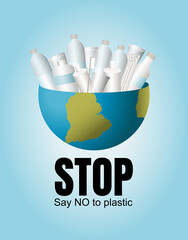 Planet Earth is filled with plastic debris: cups, bottles, tubes of toothpaste, straws for cocktails and toothbrushes. The problem of environmental pollution. Zero waste.