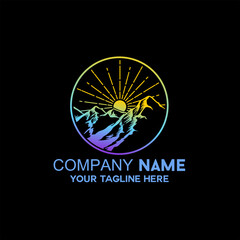 sunrise logo over the mountain vector logo