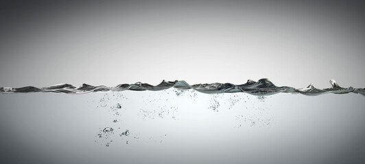 Close up of water waves on grey background. High quality image