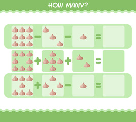 How many cartoon garlic. Counting game. Educational game for pre shool years kids and toddlers