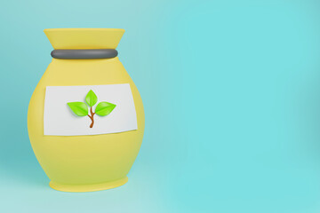Pack of fresh sunflower seeds with sprout label, 3d render