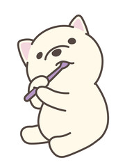 Obraz premium 歯を磨く子犬。