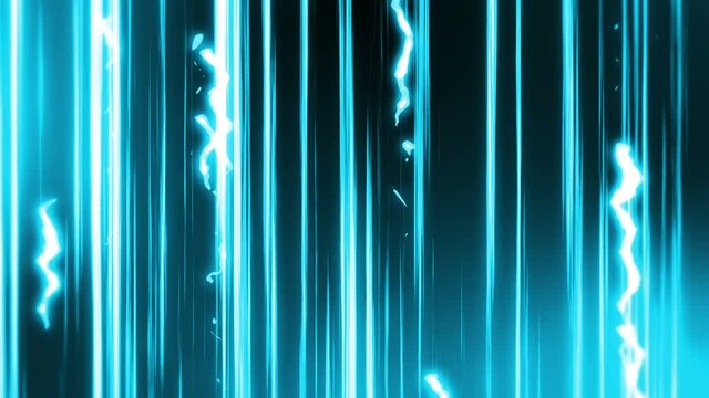 Blue light with cartoon speed lines. Comic rays on black background. Cartoon design concept. Loop animation.
