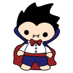 Halloween-cute-dracula flat color design