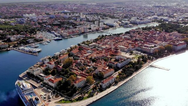 Aerial view of the city of Zadar, Croatia. Sunny weather.
