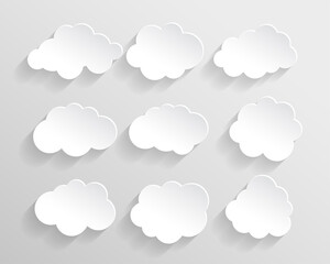 set of cloud in paper cut style