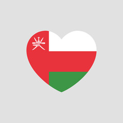 Oman flag in heart shape vector love Oman