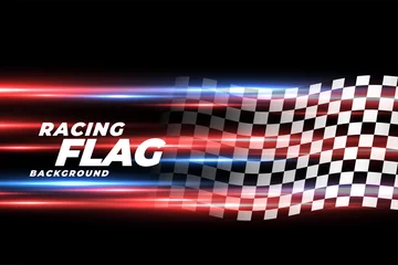 Foto op Canvas speed lights with checkered racing flag background © starlineart