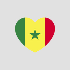 Senegal flag in heart shape vector love Senegal 