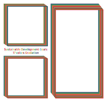 持続可能な開発目標 SDGsのイメージ 美しい17色のグラデーション フレーム セット
SDGsをイメージした17色で構成されたグラデーションをフレームにしました。
Sustainable Development Goals Image of the SDGs: A beautiful 17 colors gradation frame set
　The frame is a gradation 