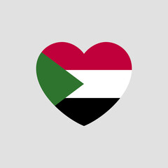 Sudan flag in heart shape vector love Sudan