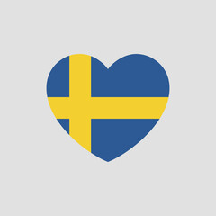 Sweden flag in heart shape vector love Sweden