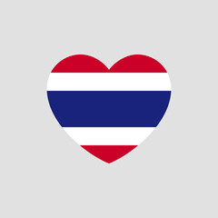 Thailand flag in heart shape vector love Thailand