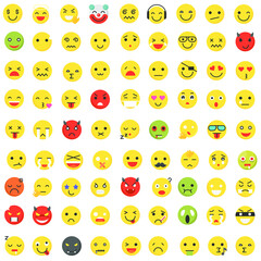 Emoji yellow facial expression collection icon set