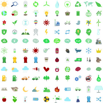 Environmental color collection flat icon vector set