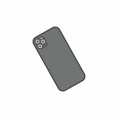 Smartphone from the back. White background. Vector.