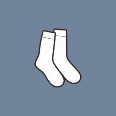 White socks with contours. Blue background. Vector. ..