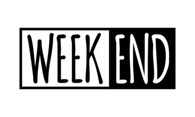weekend, cartoon styled vector banner or social media post template