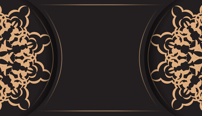 Rectangular postcard design in black with luxurious patterns. Invitation card design with space for your text and vintage ornaments.
