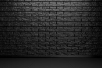 Empty Dark gray studio with brick wall background, 3d rendering