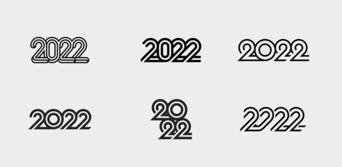 Set of Vector illustration with 2022 sign for flyer template, greeting card, poster, banner or social media. Happy New Year and Merry Christmas.