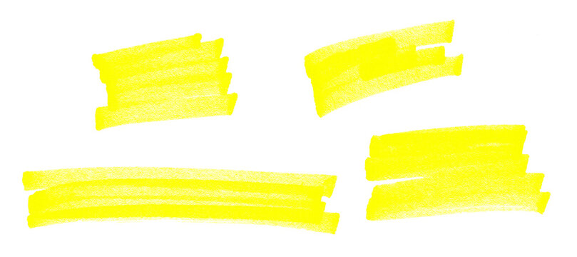highlight pen brush yellow for marker, highlighter brush marking for headline, scribble mark stroke of highlighted pen