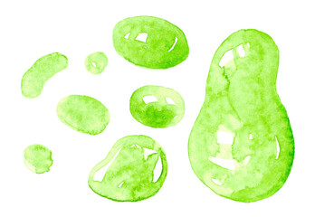 water drop watercolor, water stain hand drawn paint, illustration water drop isolated on white