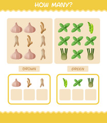 How many cartoon vegetables. Counting game. Educational game for pre shool years kids and toddlers