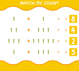 Match by count of cartoon asparagus. Match and count game. Educational game for pre shool years kids and toddlers